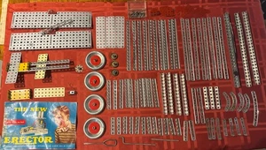 80+ Pieces American Flyer Vintage Erector Set Metal Parts Incl Booklet  - Picture 1 of 9
