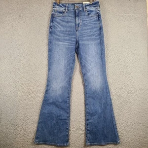 American Eagle Jeans Womens 4 Blue Denim Stretch Curvy Super High-Rise Flare NWT - Picture 1 of 11
