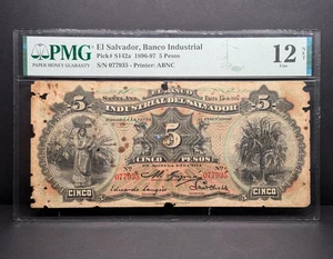 El Salvador - 5 Pesos - 1897 Banco Industrial del Salvador PMG F 12 NET - Imagen 1 de 8