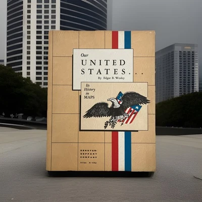 Vintage Our United States History in Maps Edgar B Wesley 1961 Hardcover Atlas Foto 1 de 4