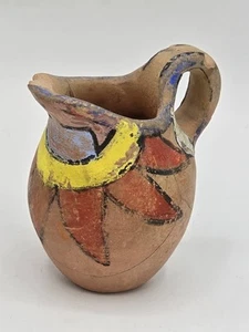 Handbemalte Terrakotta Ton Keramik Miniatur 2" Südwesten Vintage Kunst Krug - Bild 1 von 8