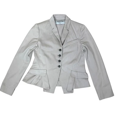 Blazer Valentino Hecho en Italia Beige Algodón Botón Frontal A Medida Para Mujer 4 Foto 1 de 4