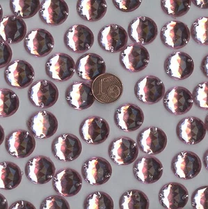 PC18 *** 40 pierres à coudre à facettes acrylique rondes 15mm - ROSE PÂLE - Picture 1 of 1