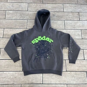 Spider Slate Grey Web Hoodies Size L - Picture 1 of 3