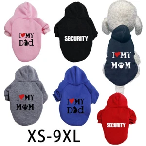 Pet Dog Clothes Casual I Love My Mom/Dad Warm Hoodie Coat Jacket Clothing XS~9XL - Picture 1 of 38