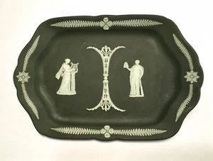 ANTIQUE WEDGWOOD SAGE GREEN JASPER DRESSER TRAY WEDGWOOD  CIRCA 1860 - Picture 1 of 5