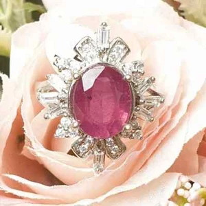 Exquisito anillo vintage con halo de rubí para mujer elegancia atemporal en plata de ley - Imagen 1 de 5