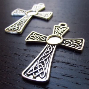Celtic Cross Charms 40mm Antiqued Silver Plated Pendants C1837 - 5, 10 Or 20PCs - Picture 1 of 3