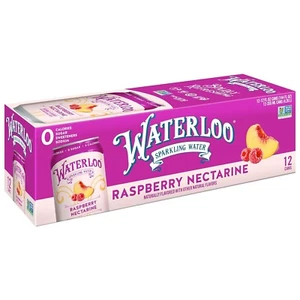 Waterloo Sparkling Water, Raspberry Nectarine Naturally Flavored, 12 Fl Oz Cans, - Picture 1 of 5
