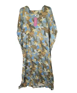 Sandila Dress Womens Free Size Kaftan Vintage Long Maxi Short Sleeve Floral - Picture 1 of 7