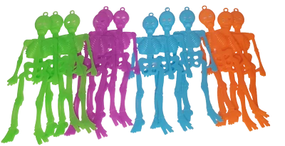 FAT-CATZ-COPY-CATZ 48x Colourful Plastic Skeleton Skull Children's Halloween Party Bag Filler Toys