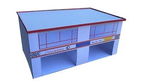 1:43 / 1:50 Boxengasse für Rennstrecke Motorsport Kartonmodellbausatz - Bild 1 von 3