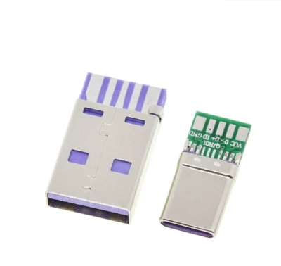 5A Strom USB Typ A und Type-C 5Pin Stecker Schnell Laden zum Löten - Bild 1 von 4