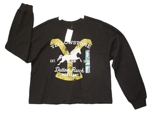 Yellowstone Dutton Ranch Montana Womens Long Sleeve Pullover Sweatshirt Black M - Picture 1 of 6