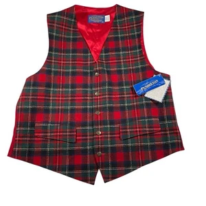 Vtg Pendleton Plaid Vest Size 46 NWT Wool USA Prince Charles Edward Stewart Mens - Picture 1 of 16