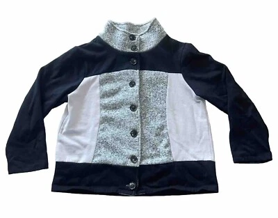 Blair Women's Large Sweatshirt Cardigan Black Gray Long Sleeve Button Up - Image 1 of 4