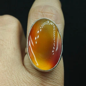 Proposal Women's Ring Natural Moss Agate Oval Gemstone 925 Sterling Silver - Picture 1 of 5