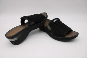 Bzees Size 8.5 M Black Slides - Stretch Fabric Slip-On Platform w Heel  - Picture 1 of 8