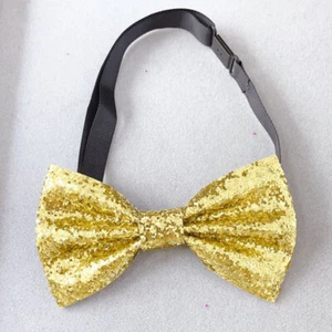 1 X Shiny Sequin Pre-tied Bow Tie Adjustable Cocktail Party Formal Bowties - Picture 1 of 21