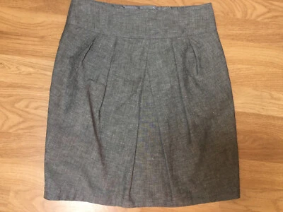Light Grey Linen Blend Fully Lined Above The Knee Ladies Skirt By F&F Size 10 - Image 1 of 4