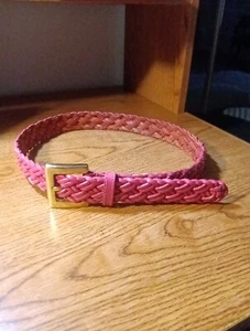 Cinturón tejido trenzado de cuero rosa coral para mujer Talbots hebilla de latón talla pequeña - Imagen 1 de 7