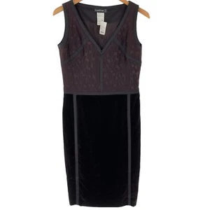 NEW Louis Feraud Brown/Black Jacquard & Velvet Sleeveless Sheath Dress Size 6 - Picture 1 of 4