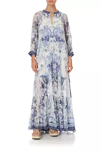 NUEVO $849 CAMILLA HABLANDO DE UNA REVOLUCIÓN VESTIDO PANEL REUNIDO CRISTALES DE SEDA - Imagen 1 de 9