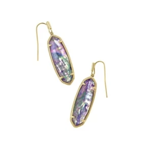 Kendra Scott Eleanor Large Drop Earrings Abalone 14K Gold Over Brass NWT - Picture 1 of 5