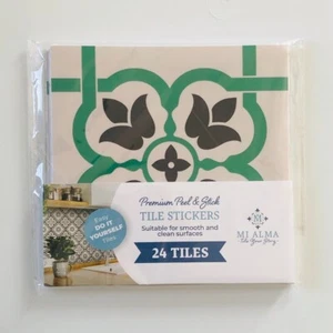 Mi Alma 6” x 6” B-104 Vinyl Peel & Stick Mosaic Tile Stickers 24 Count NIP - Picture 1 of 2