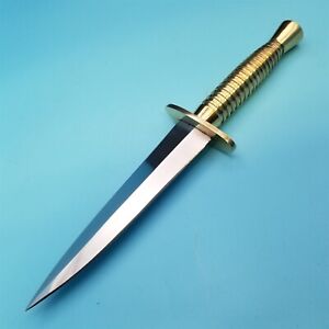 Commando Knife Double Edge Hidden Tang Brass Handle Guard Dagger 7.25" x 4.25"