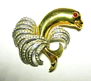 Vendome SIGNIERTE Brosche - ca 1944-1979 - Pavé Strass SPRINGENDE FISCHE Spritzwasser - Bild 1 von 6
