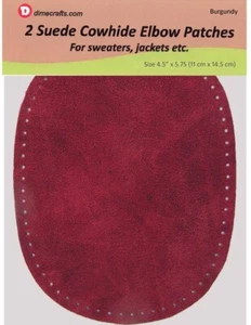 2 Natur Wildleder Leder zum Aufnähen Ellenbogen Reparatur Flicken 4,5 x 5,5 Zoll - Burgund - Bild 1 von 2