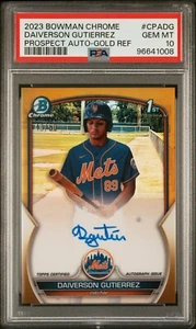 2023 Bowman Chrome 1st Daiverson Gutierrez Prospect RC Auto Gold SP /50 PSA 10 - Picture 1 of 3