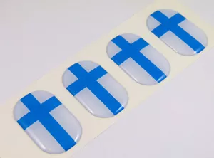 Finland Finnish midi domed decals flag 4 emblems 1.5"x1" Car bike stickers - Foto 1 di 2