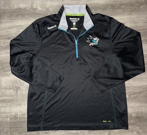 Giacca pullover San Jose Sharks Reebok Center Ice Playdry 1/4 zip taglia XL - Foto 1 di 5