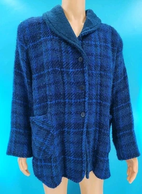Jaqueta de lã xadrez azul média vintage Boyne Valley Weavers - Imagem 1 de 3