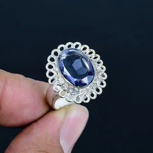 African Amethyst Oval Gemstone Gift 925 Sterling Silver Jewelry Ring 9" VJ 1536 - Picture 1 of 5
