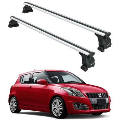 Barras transversales de techo para Suzuki Swift 2010-2017 punto fijo aluminio plateado Foto 1 de 4