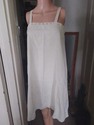 Vintage Simple Handmade French? Cotton Slip/Housedress. Satin Straps. 1900s - Image 1 of 4
