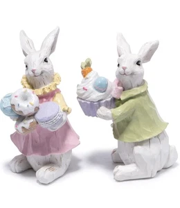 2 weiße Osterhasen Figuren Set Neu im Paket Pastell - Bild 1 von 3