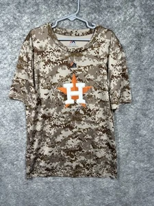 Houston Astros Kids Shirt Large Majestic Camo Cool Base Brown Baseball Casual - Picture 1 of 10