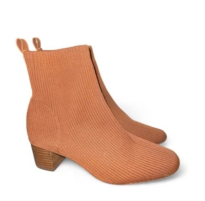 NWT Joie Nelly Chestnut Ribbed Stretch Wooden Heel Booties Comfort Sz 10 - Image 1 of 4