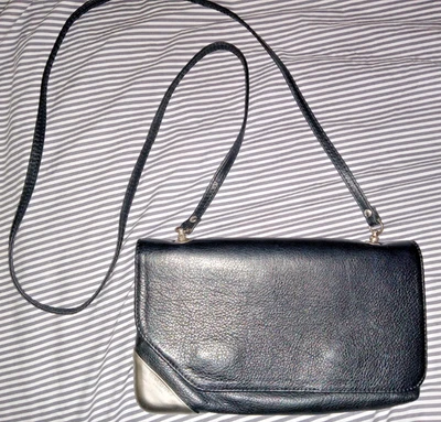 Auténtico bolso de mano de cuero negro Renato Angi Venezia Foto 1 de 4