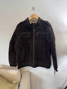 Levi’s Faux Suede Aviator Bomber Jacket w/ Sherpa Lining- Dark Brown, XXL, NWT - Picture 1 of 6