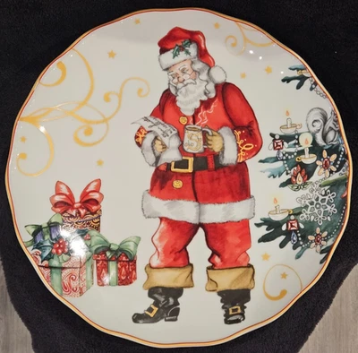 Williams Sonoma Twas the Night Before Christmas 13" Santa List Round Platter - Image 1 of 3