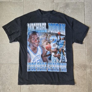 Michael Jordan Vintage Streetwear Oversized UNC Black Tshirt Size XS Grace Court - Picture 1 of 4