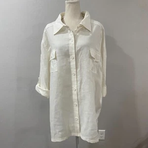 NWT 100% Linen Button Up Blouse 3XL - Picture 1 of 13