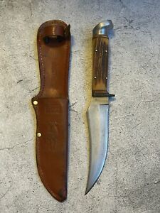 Vintage Anton Wingen Jr Solingen Othello Germany 5" Stag Handle Knife w/ Sheath