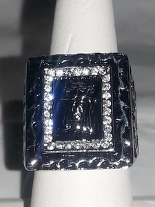 STAINLESS STEEL SILVER CUBIC ZIRCONIA JESUS HEAD MEN'S RING . SIZE 9 - Picture 1 of 5