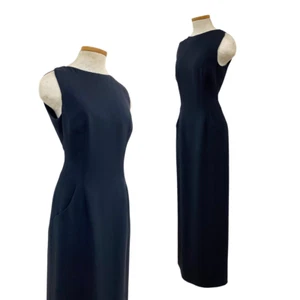 Vtg Vintage Giorgio Armani Minimal Black Column Business Boss Babe Maxi Dress - Picture 1 of 8